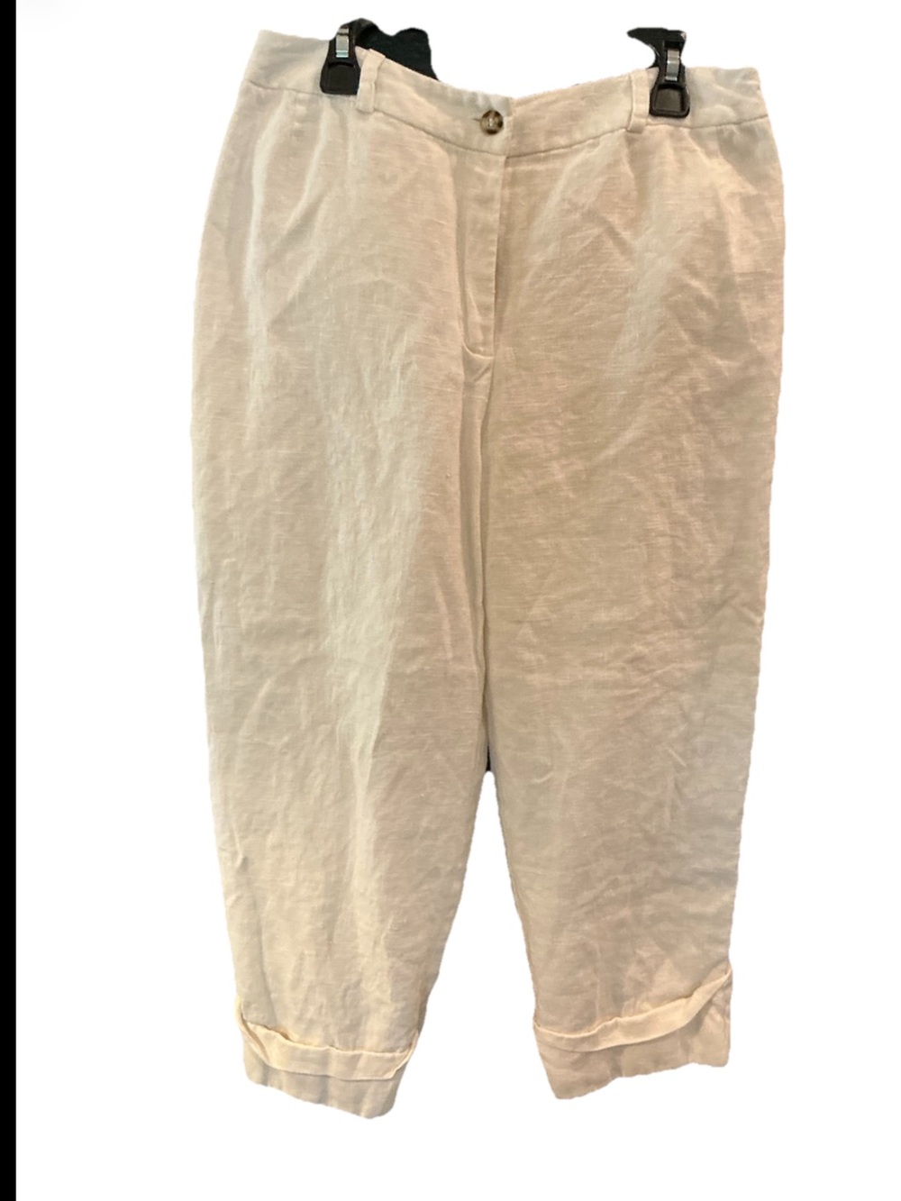 Harve Benard Cream Linen Cropped Shorts
